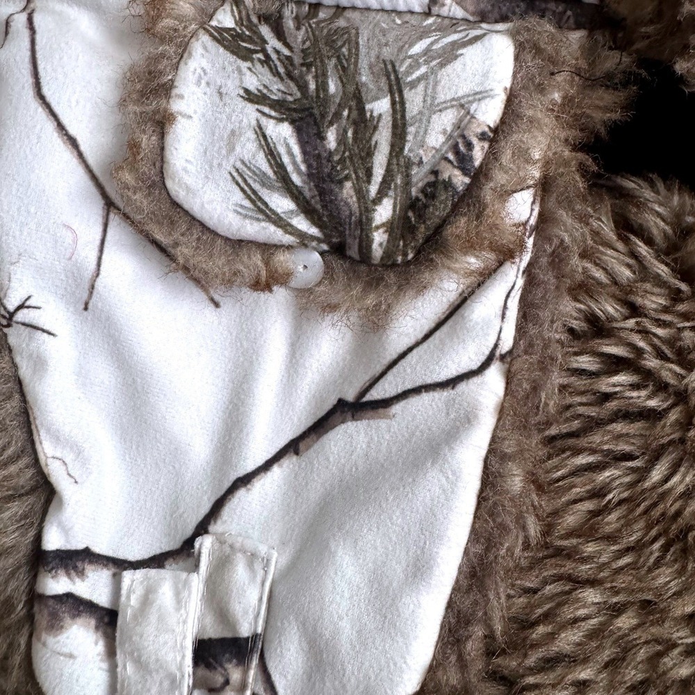 Real Tree Snow Camo Bomber Hat Browns Faux Fur Buckle Lined * - Picture 5 of 9